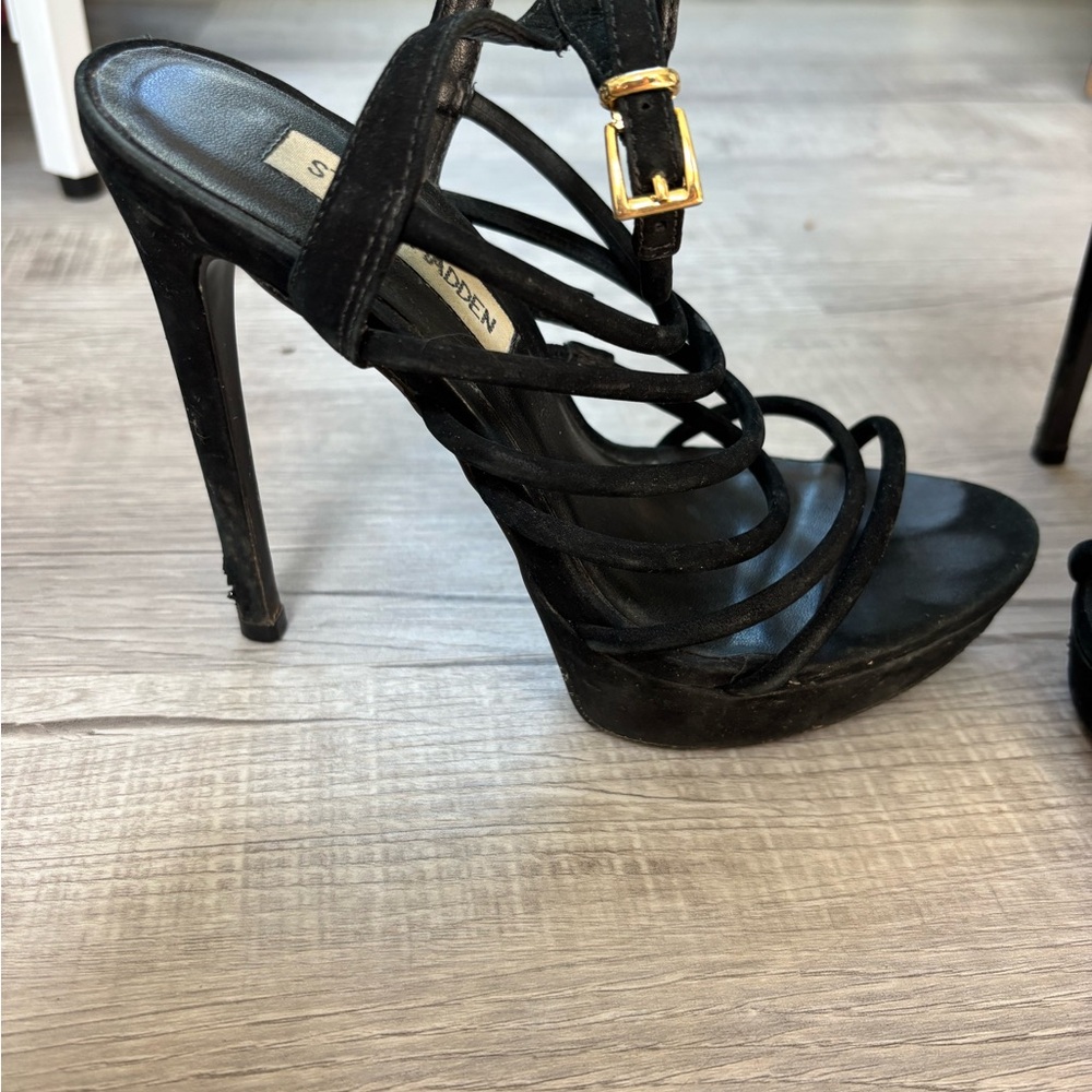 Steve Madden Black Multi-Strap Heels - Picture 4 of 7